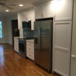 refrigerator and cabinets